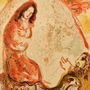 Chagall Lithograph 1960, Bible, Rachel hides her father's household gods