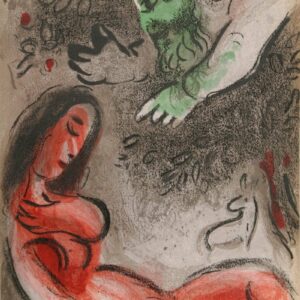Marc Chagall, Original Lithograph 1960, Drawings for the Bible, Eve incurs God's displeasure