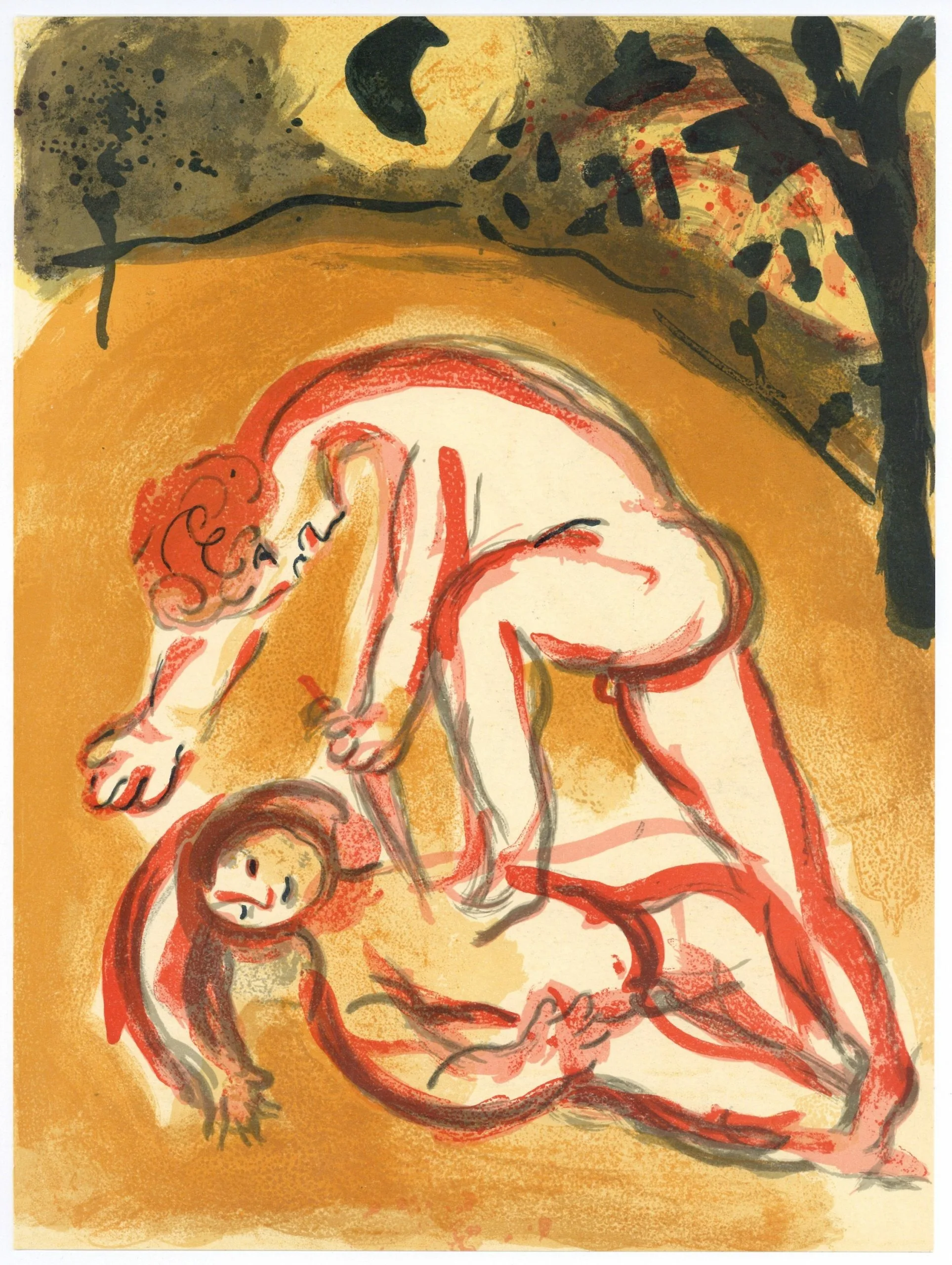 Chagall Original Lithograph Cain and Abel, Bible 1960