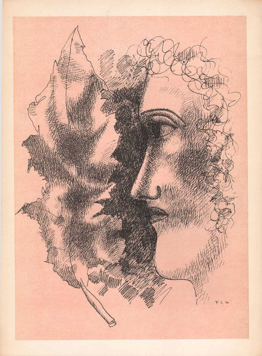 Fernand Leger Lithograph Tete et feuille, Verve Revue Artistique 1939