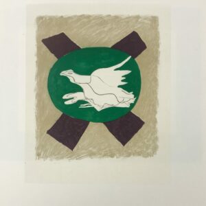 Braque Lithograph "Oiseau sur fond de x" 1963 Mourlot