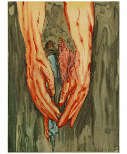 Salvador Dali Woodcut Hell 16 The mount of geryon