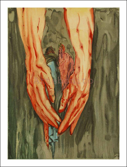 Salvador Dali, Hell 16, Woodcut, Divine Comedy