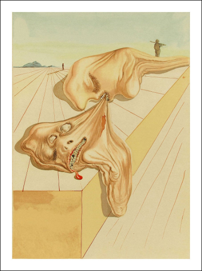 Salvador Dali Woodcut, Men who eat each other-Hell 30