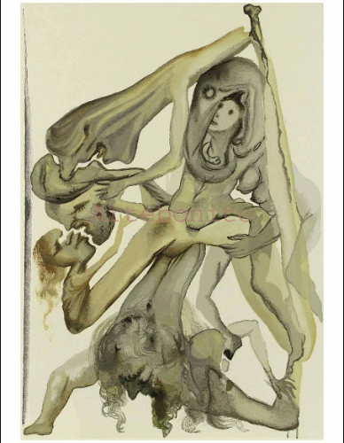 Salvador Dali Woodcut, The limbos - Hell 4
