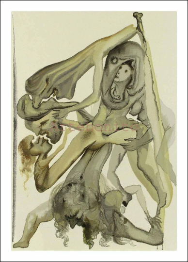 Salvador Dali Woodcut, The limbos - Hell 4