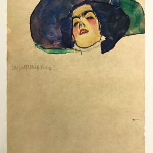 Schiele 1, Lithograph Woman's Head with Wide Brimmed Hat, 1968