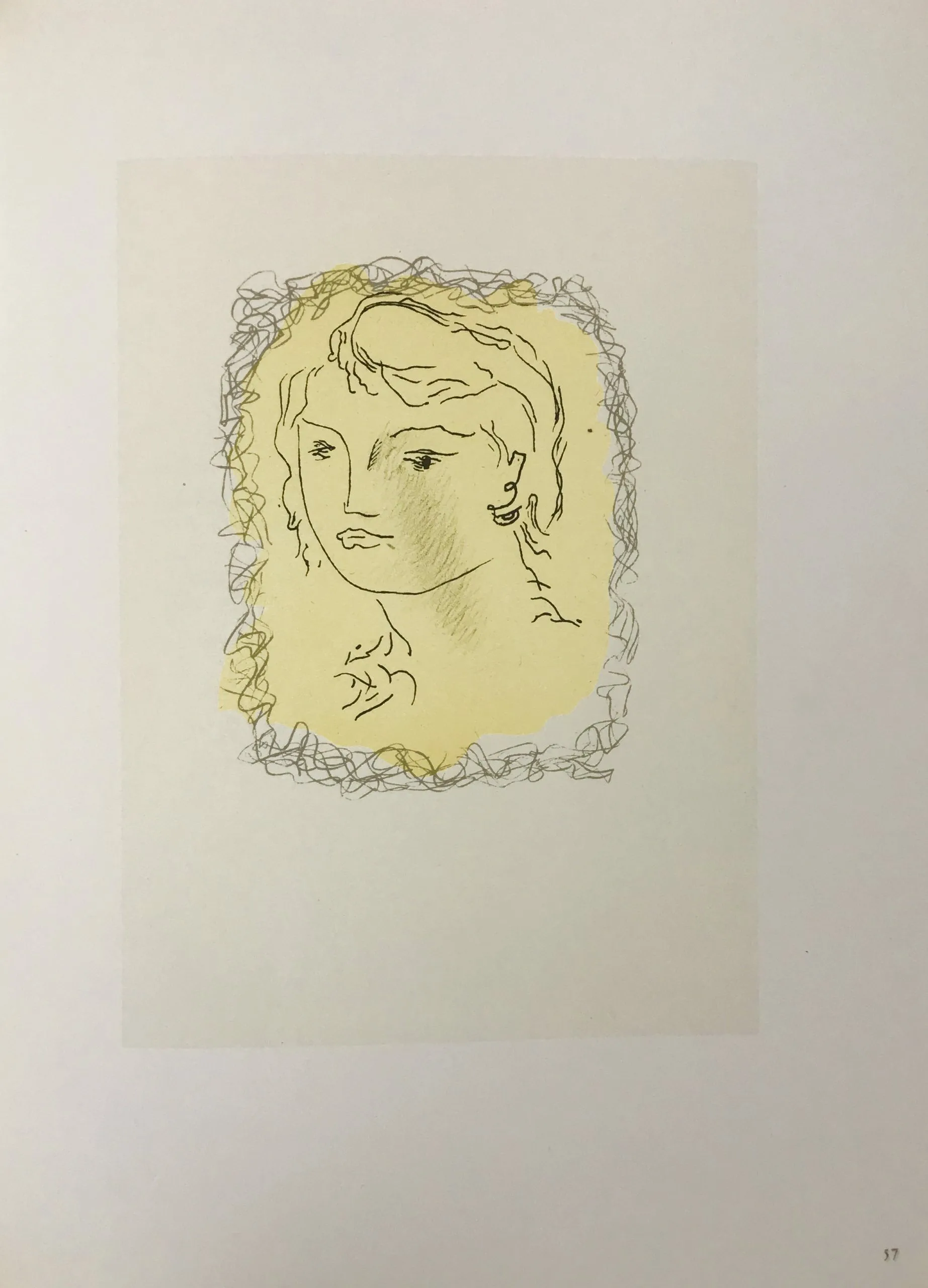 Braque Lithograph "Tete de jeune fille" 1963 Mourlot