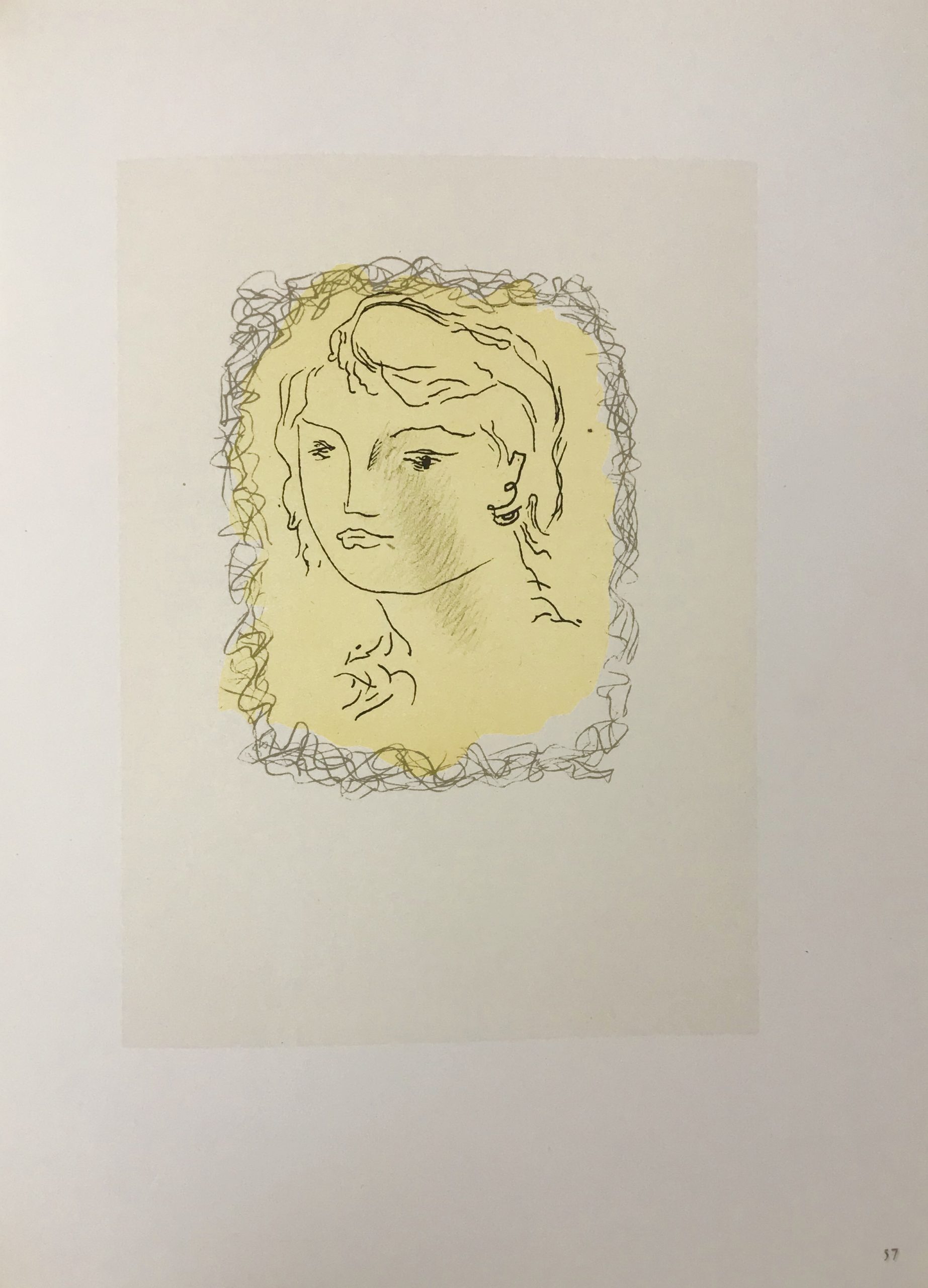 Braque Lithograph "Tete de jeune fille" 1963 Mourlot